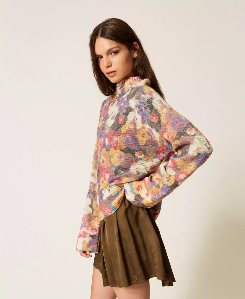 TWIN SET SWEATER WITH FLORAL PRINT FALL 25