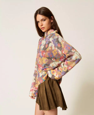 TWIN SET SWEATER WITH FLORAL PRINT FALL 25