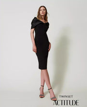 TWIN SET MIDI DRESS WITH SATIN INSERT