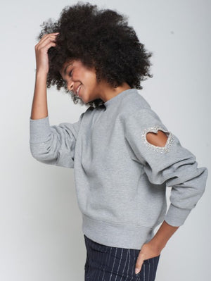 GREY SWEATSHIRT WITH OPEN HEART BY VILAGALLO FALL 25