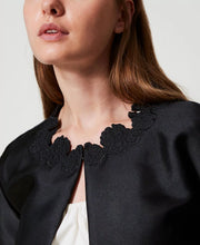 TWIN SET TWILL JACKET WITH BRODERIE ANGLAISE