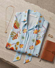 HERZENS TIE FRONT BLOUSE IN BLUE