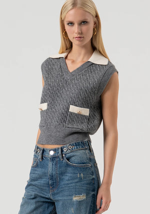 KNITTED GILET REGULAR FIT WITH PLAITS BY FRACOMINA FALL 25