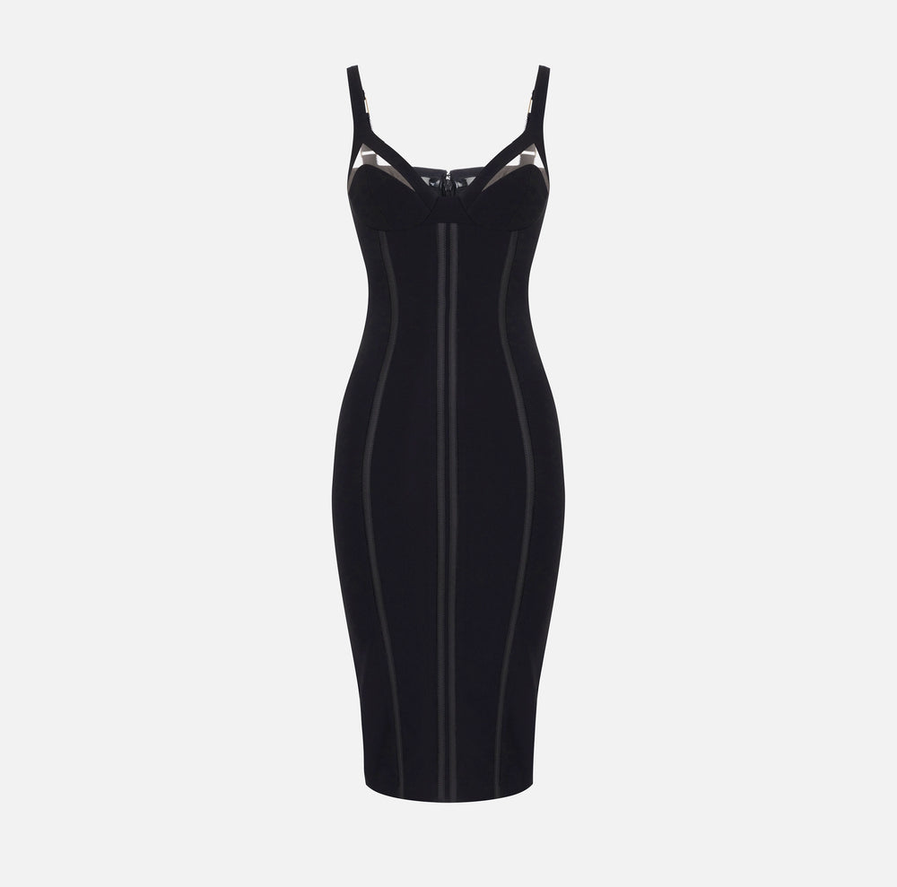 DRESS IN LIGHTWEIGHT CREPE FABRIC WITH TULLE FALL 25