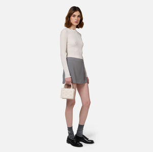 STRETCH CREPE MINI SKIRT WITH EMBROIDERED LOGO BY ELISABETTA FRANCHI FALL 24