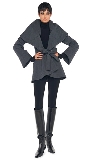 SHAWL COLLAR PEPLUM JACKET BY NORMAL KAMALI FALL 24