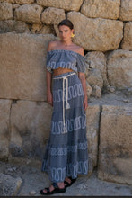 MADE IN GREECE SKIRT AND CROP TOP EMBROIDERED OUTFIT