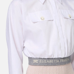 CROPPED POPLIN SHIRT WITH WAISTBAND BY ELISABETTA FRANCHI FALL 24