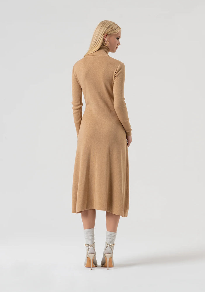 KNITTED DRESS FLARED MIDDLE LENGTH MADE WITH WOOL AND LUREX BY FRACOMINA FALL 25