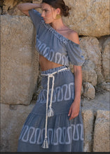 MADE IN GREECE SKIRT AND CROP TOP EMBROIDERED OUTFIT