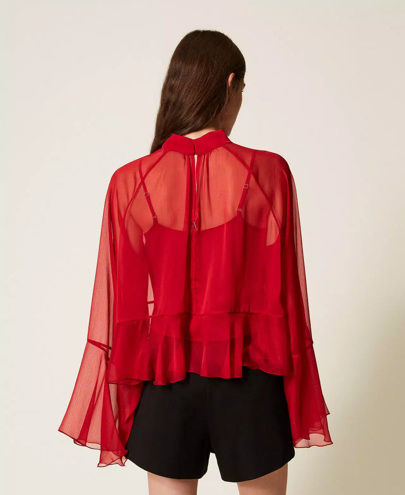 VOILE BLOUSE WITH RUFFLES BY TWIN SET FALL 25