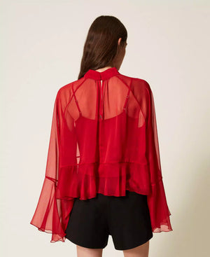 VOILE BLOUSE WITH RUFFLES BY TWIN SET FALL 25