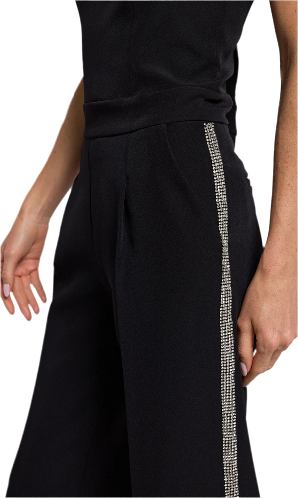 CHELSEA CRYSTAL EMBELLISHED CREPE 
JUMPSUIT FALL 24 HOLIDAY