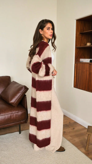 KAY CARDIGAN IN RUBY STRIPE FALL 25