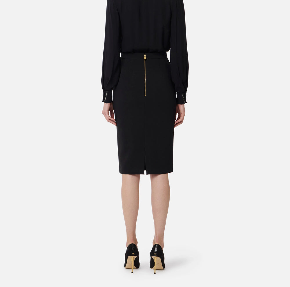 SKIRT WITH CREPE FABRIC WITH JEWEL LOGO BY ELISABETTA FRANCHI FALL 25