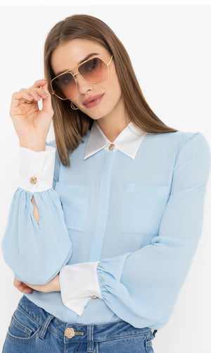 DENISE GEORGETTE COMBO BLOUSE BY GENERATION LOVE FALL 25