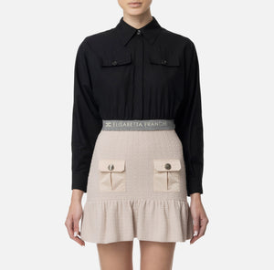 CROPPED POPLIN SHIRT WITH WAISTBAND BY ELISABETTA FRANCHI FALL 24