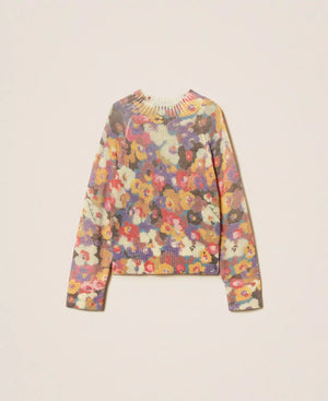 TWIN SET SWEATER WITH FLORAL PRINT FALL 25