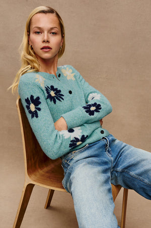 MILLIE CARDIGAN IN HEATHER TEAL BY RAILS FALL 25