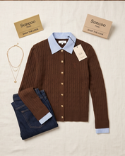 SUNCOO PARIS GASTI TWO TONECABLE KNIT CARDIGAN