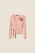 TWIN SET KNIT CARDIGAN AND TOP SET WITH BROOCH