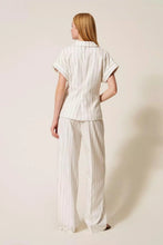 TWIN SET DOUBLE BREASTED PINSTRIPE JACKET WITH FLUID TROUSERS