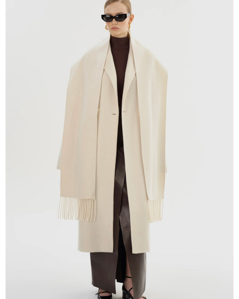 TWILA WOOL SCARF COAT IN WINTER WHITE BY LA MARQUE FALL 25