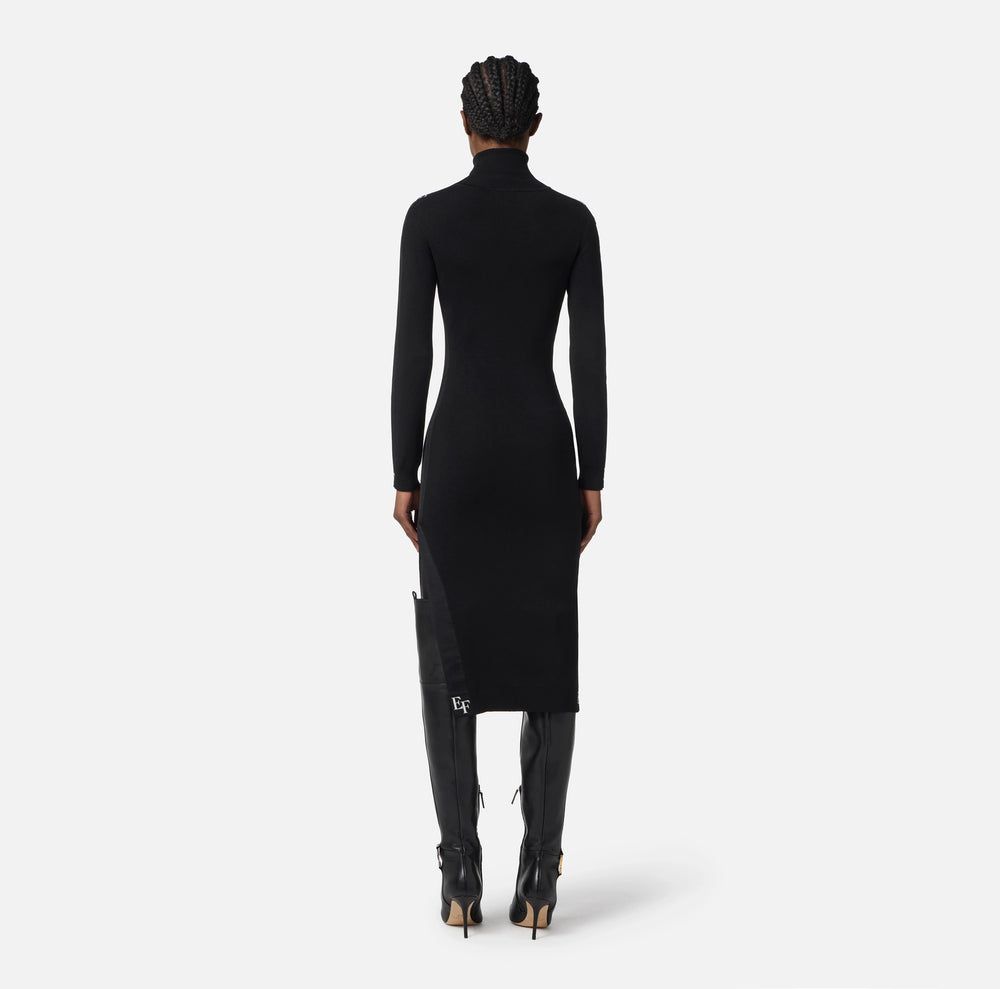 VISCOSE DRESS WITH BRANDED BANDS BY ELISABETTA FRANCHI FALL 25