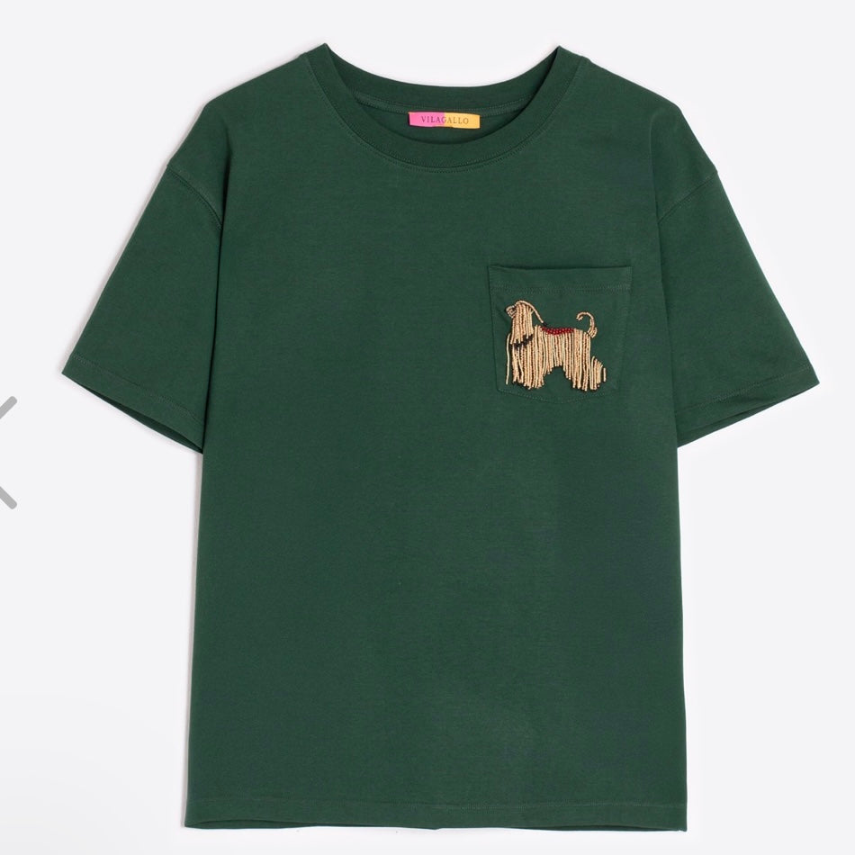 GREEN T-SHIRT WITH DOG BY VILAGALLO FALL 25
