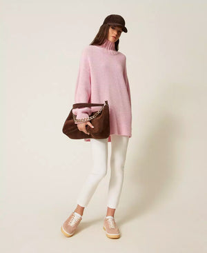 WOOL BLEND IVORY TURTLENECK SWEATER BY TWIN SET FALL 25