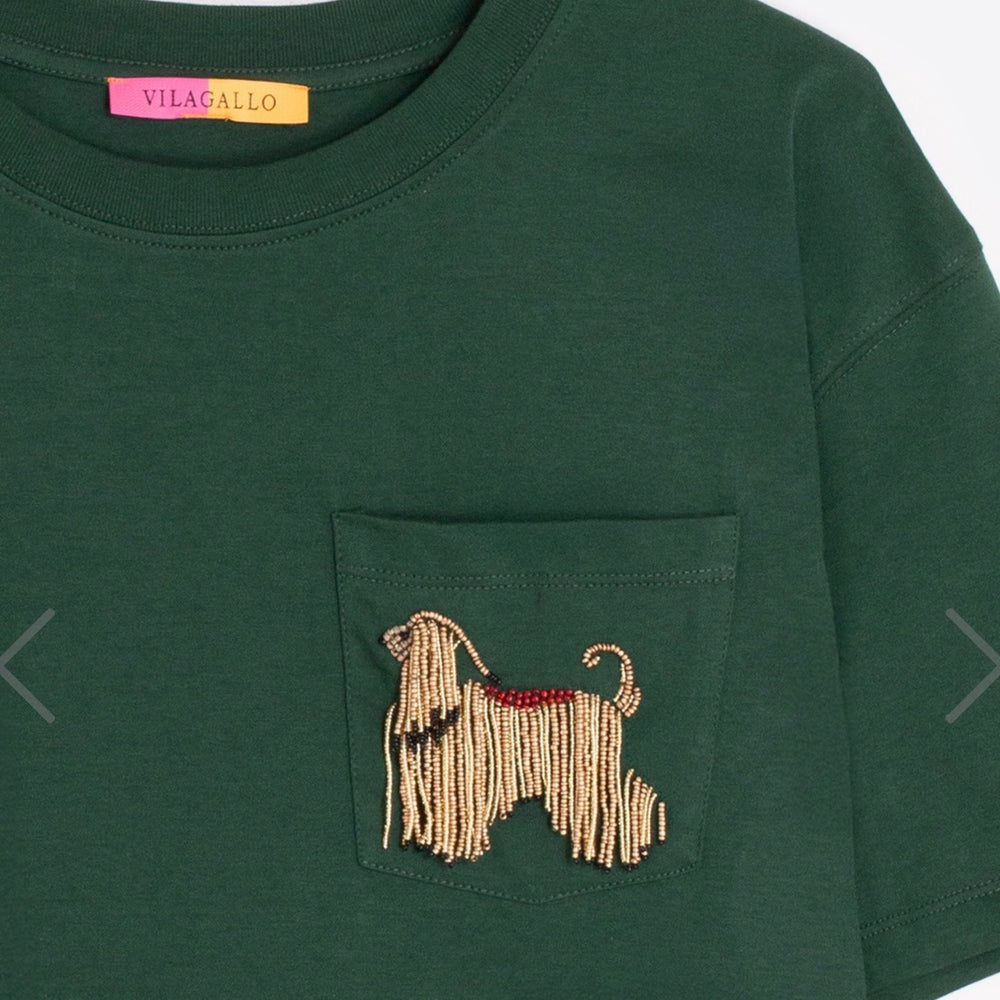 GREEN T-SHIRT WITH DOG BY VILAGALLO FALL 25