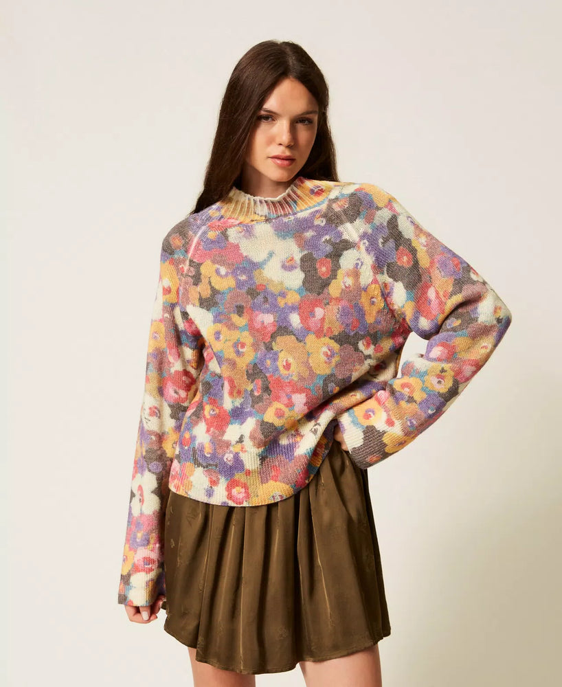 TWIN SET SWEATER WITH FLORAL PRINT FALL 25