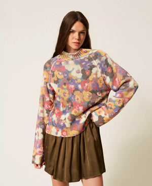 TWIN SET SWEATER WITH FLORAL PRINT FALL 25
