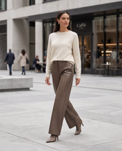 HERZENS HANNA WIDE LEG FAUX LEATHER ANKLE  PANT
