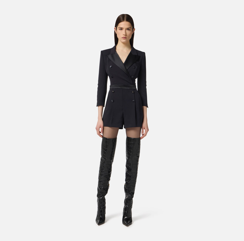 JUMPSUIT IN LIGHTWEIGHT CREPE WITH TUXEDO DETAILS