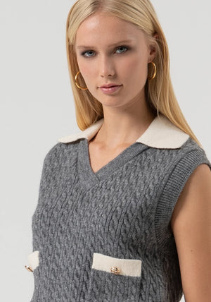 KNITTED GILET REGULAR FIT WITH PLAITS BY FRACOMINA FALL 25