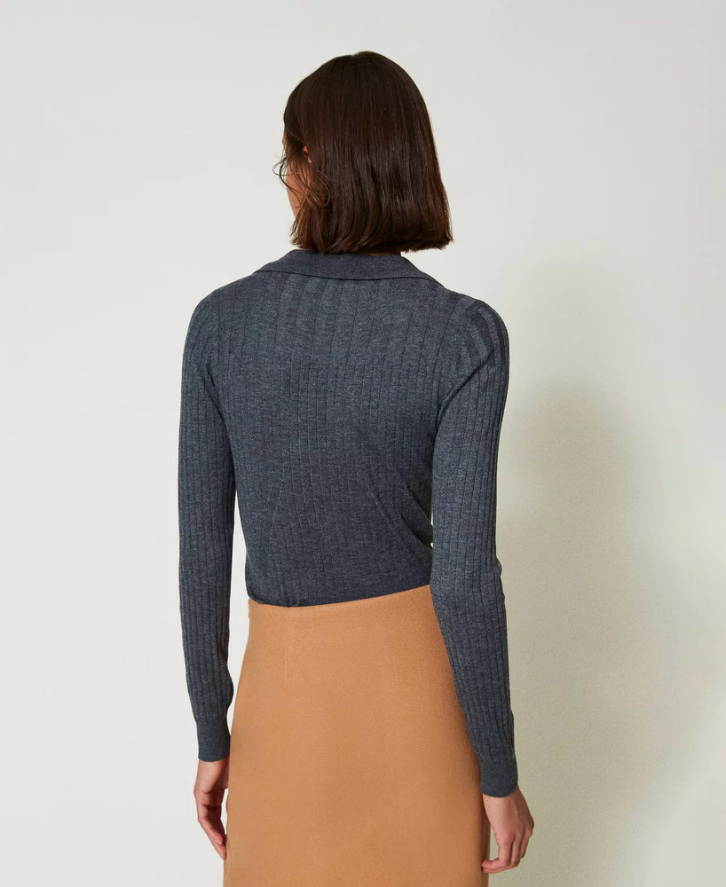 RIBBED JUMPER WITH DIAMOND DETAILS BY TWIN SET FALL 24