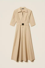 TWIN SET LONG POPLIN DRESS WITH BELT
