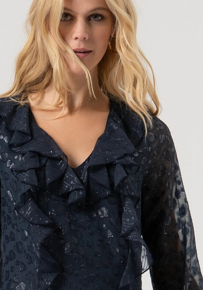 MINI DRESS A-SHAPE MADE IN FIL COUPÈ FABRIC WITH LUREX BY FRACOMINA FALL 25