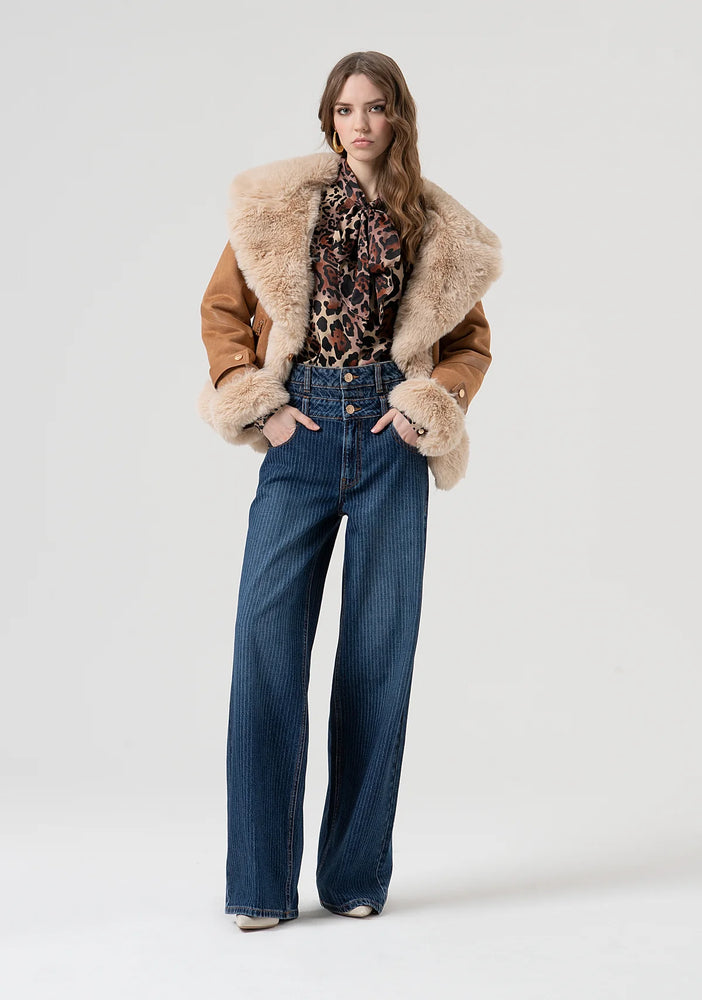BIKER JACKET REGULAR FIT WITH CENTRAL OPENING BY FRACOMINA FALL 25