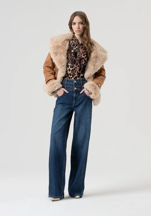 BIKER JACKET REGULAR FIT WITH CENTRAL OPENING BY FRACOMINA FALL 25
