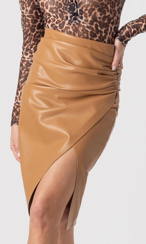 GINA VEGAN LEATHER SKIRT IN LION BY GENERATION LOVE FALL 25