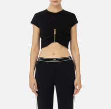 ELISABETTA FRANCHI CROPPED JERSEY ZIP T-SHIRT