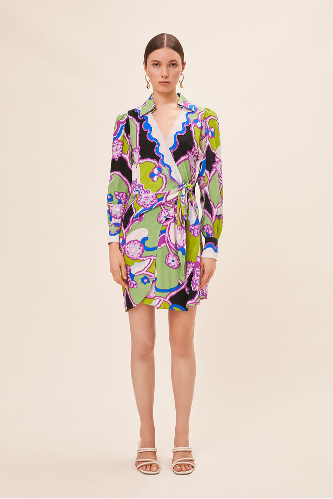 CALISTE FLORAL PRINT WRAP DRESS BY SUNCOO SPRING 24