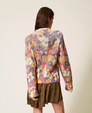 TWIN SET SWEATER WITH FLORAL PRINT FALL 25