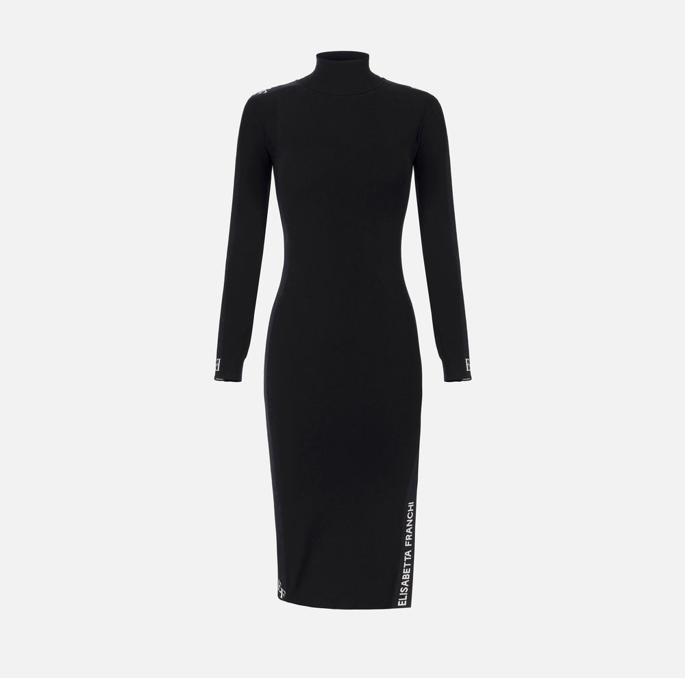 VISCOSE DRESS WITH BRANDED BANDS BY ELISABETTA FRANCHI FALL 25