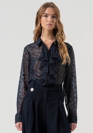SHIRT REGULAR FIT MADE IN ANIMALIER FABRIC WITH DEVORÈ EFFECT BY FRACOMINA FALL 25