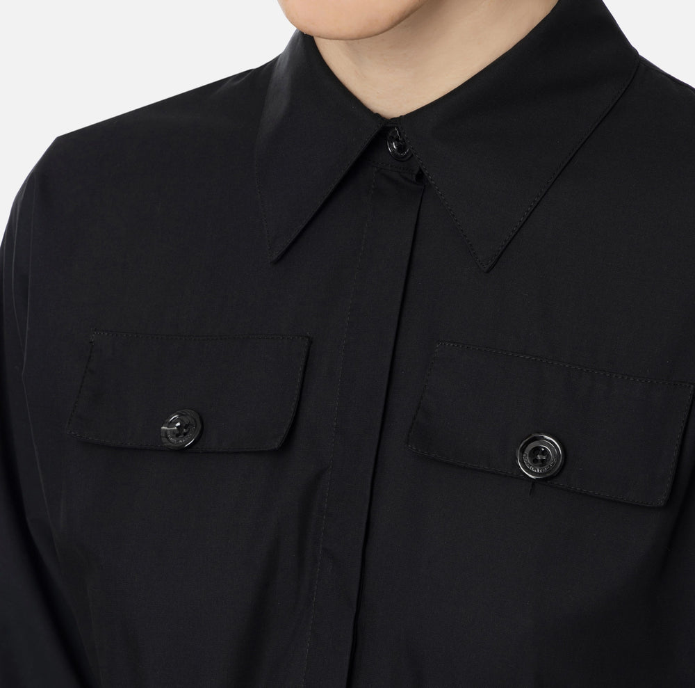 CROPPED POPLIN SHIRT WITH WAISTBAND BY ELISABETTA FRANCHI FALL 24