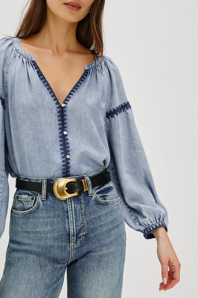 TOSHI BLOUSE IN MEDIUM CLOUD WASH BY RAILS FALL 25