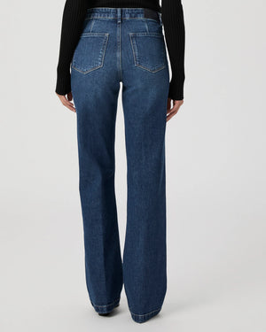 LEENAH CHAIN EMBELLISHED HIGH RISE STRAIGHT LEG JEANS BY PAIGE FALL 24